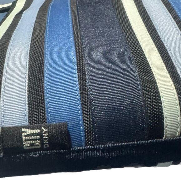 DKNY CITY VINTAGE Y2K blue stripe ribbon bucket handbag satchel - Picture 3 of 5